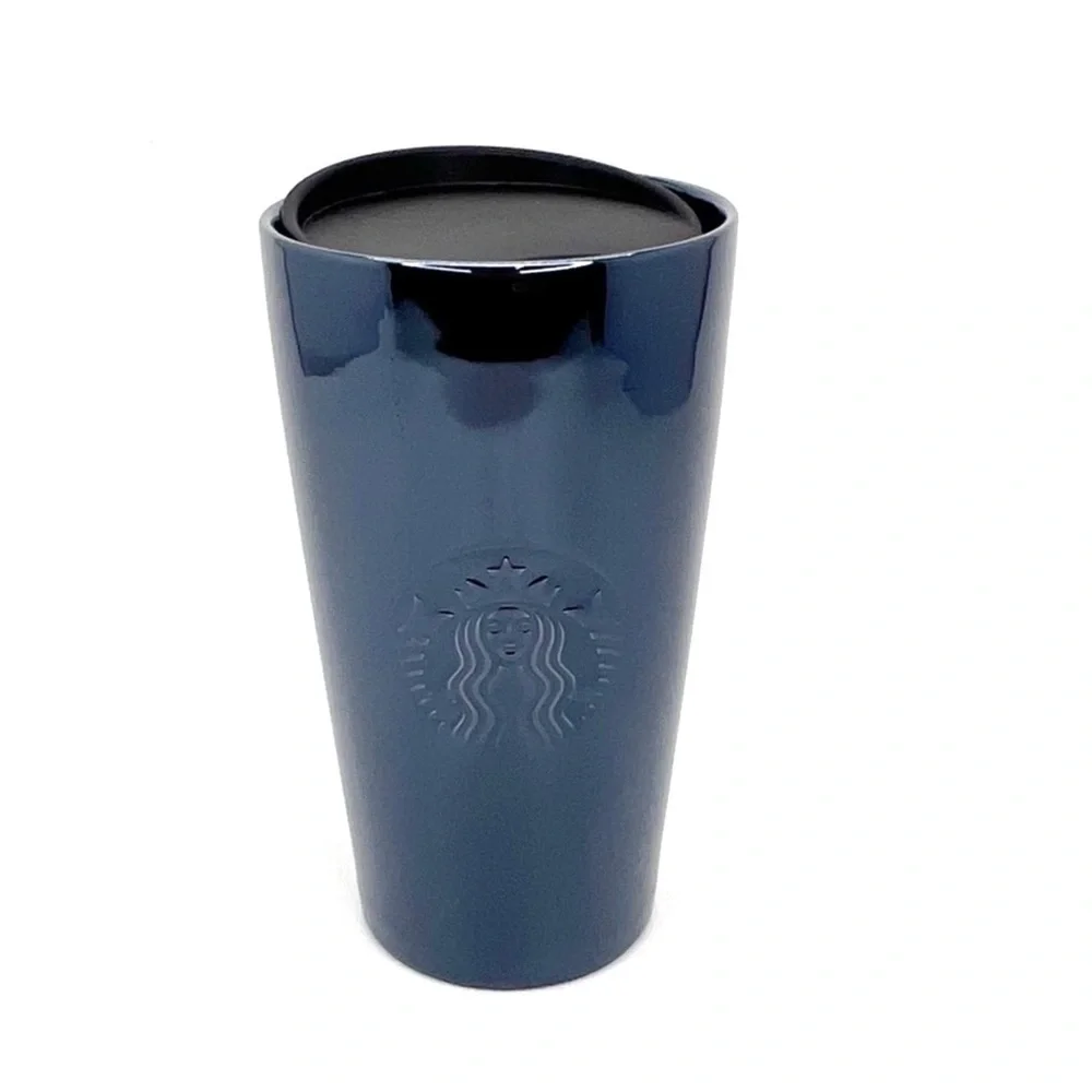 Starbucks Travel Mug Ceramic Coffee High Gloss Shine Black 12 oz - Tall New NWT